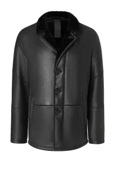 Antony Kurzmantel Lammfellvelour, dunkelblau